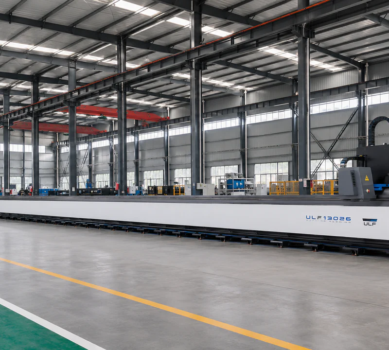 Long-bed machining equipment in a clean industrial workshop