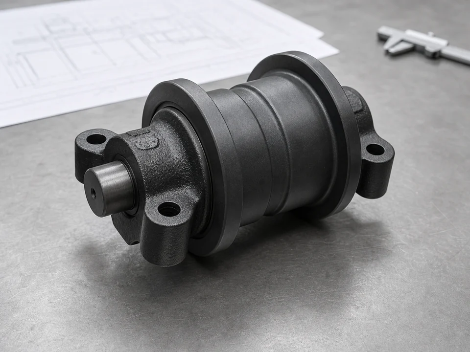 Carrier roller reviewed with a drawing and measuring tool for external geometry and interface definition