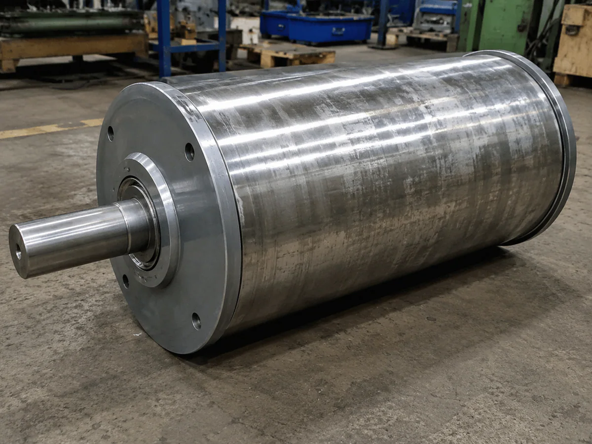 Steel conveyor drive pulley with shaft and end-disc interfaces