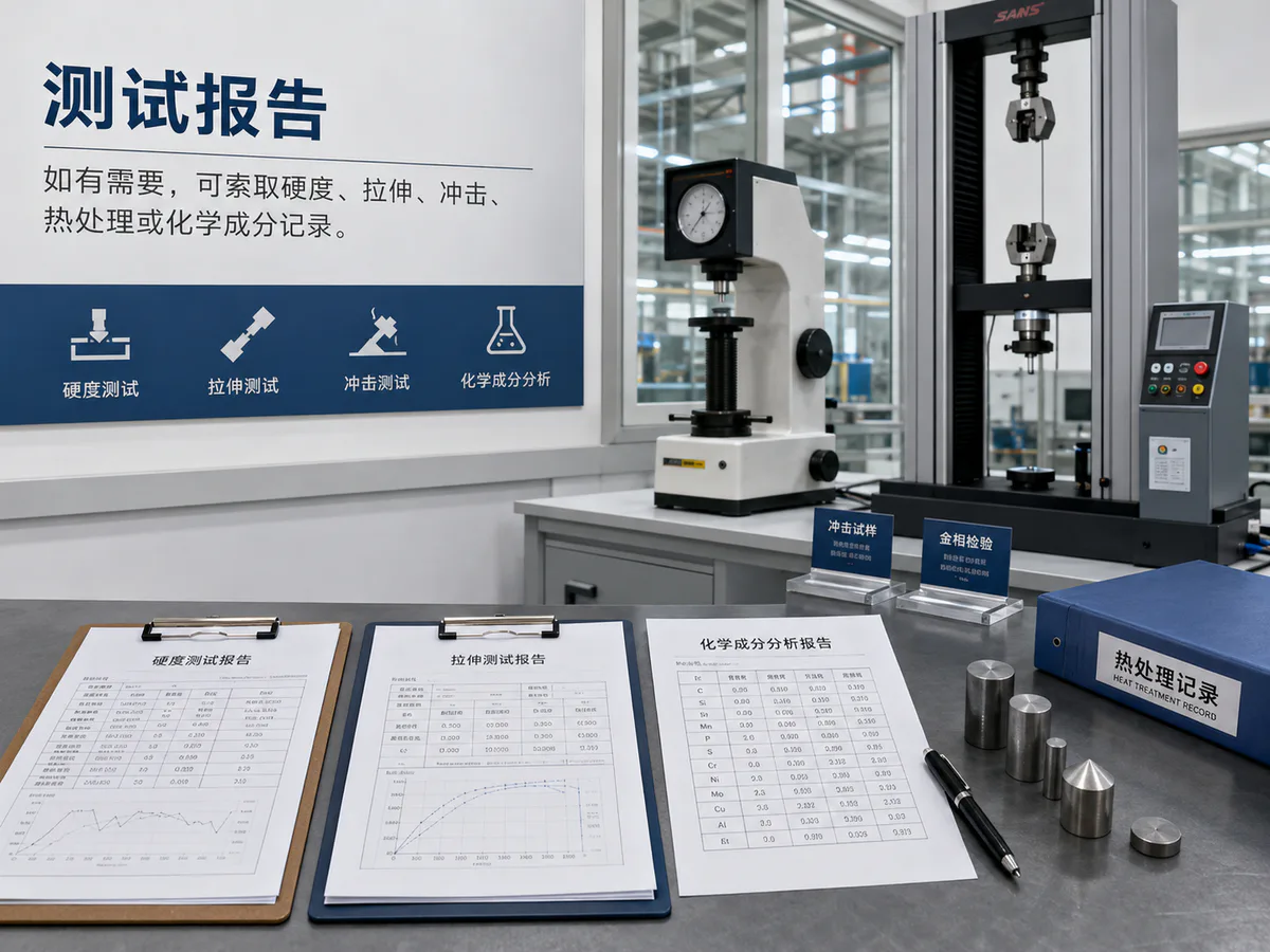 Material testing equipment and example laboratory records in an inspection room