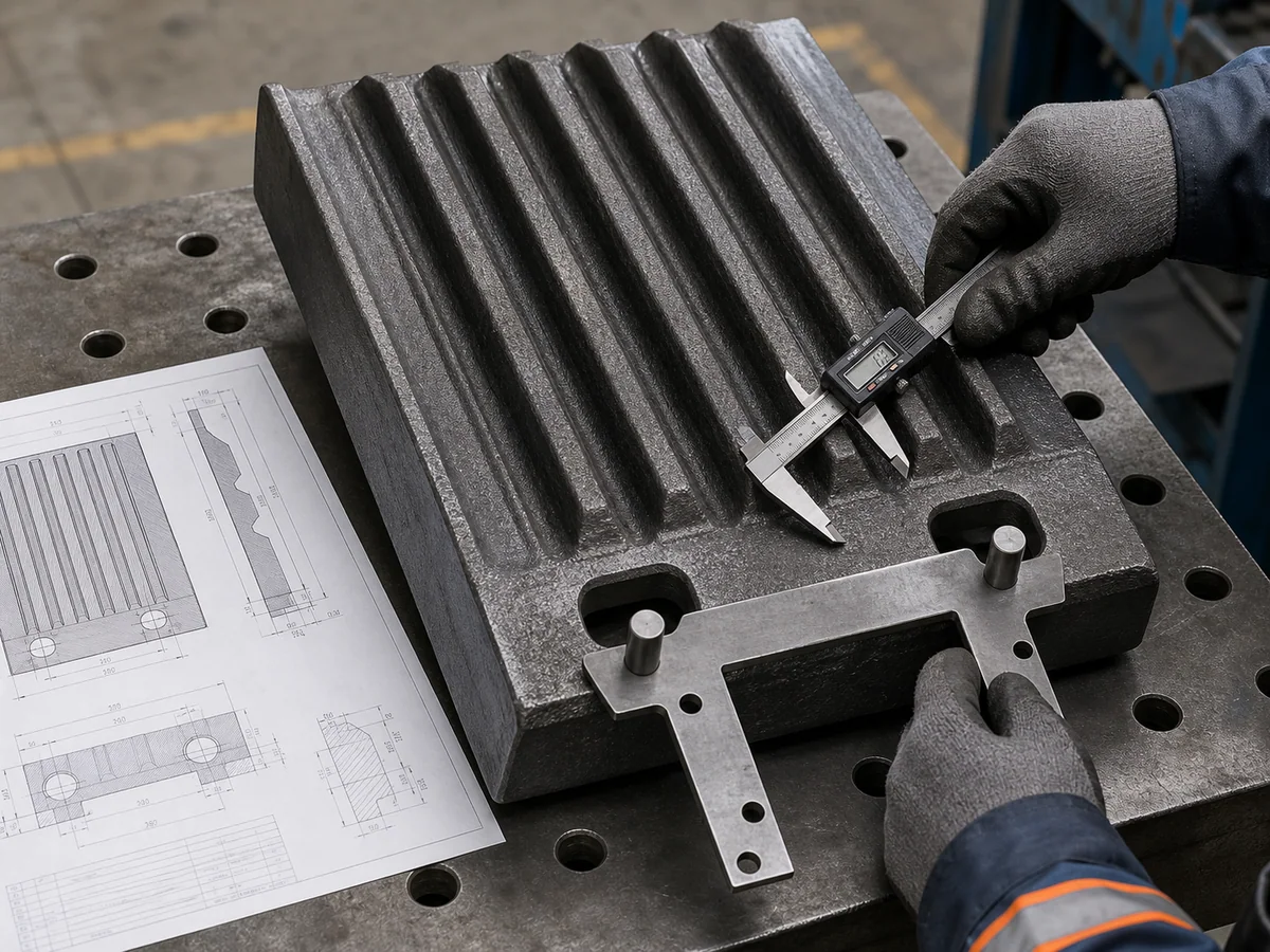Jaw plate drawing and interface review on a technical workbench