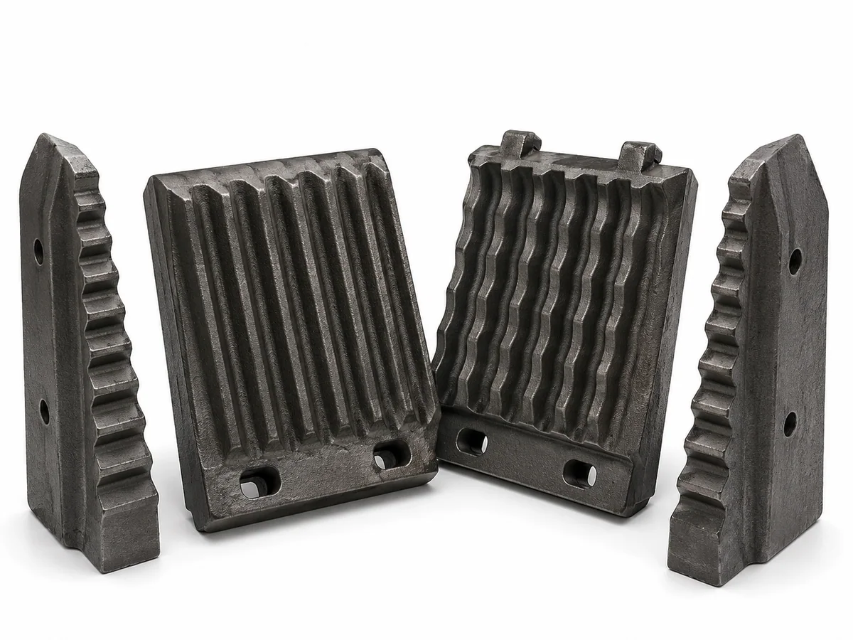 Jaw crusher wear plates grouped as a product set