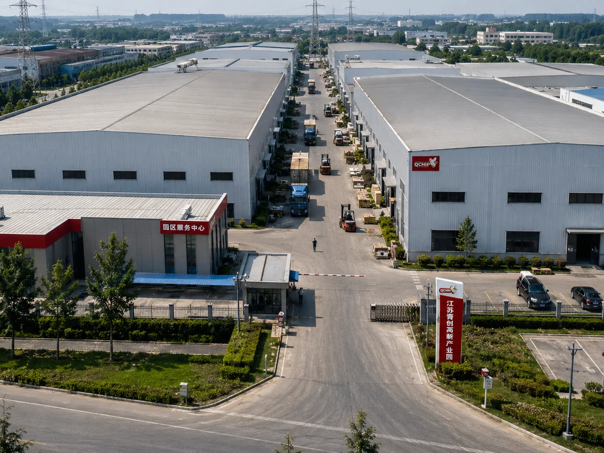 Aerial view of a ROCKVANTA manufacturing base and logistics entrance