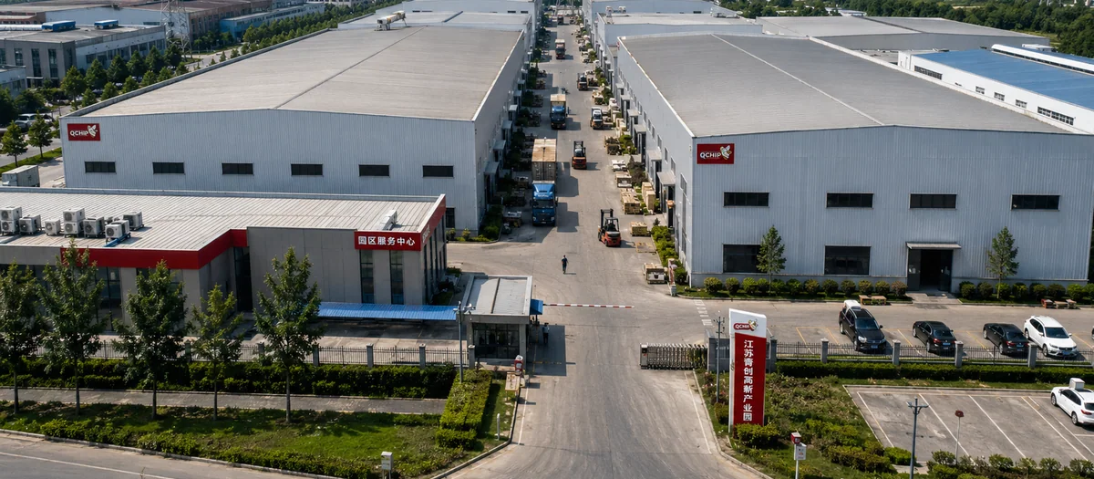 Aerial view of a ROCKVANTA manufacturing base and logistics entrance