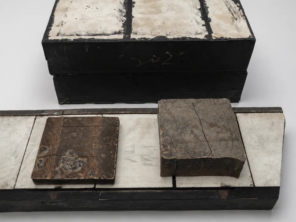 Ceramic wear liner panels and formed sections shown from above