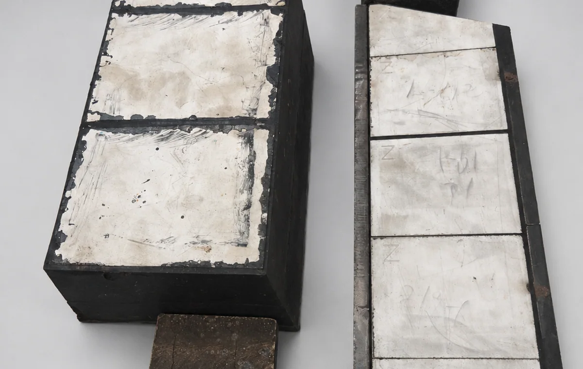 Ceramic wear liner panels and wear blocks arranged as project samples