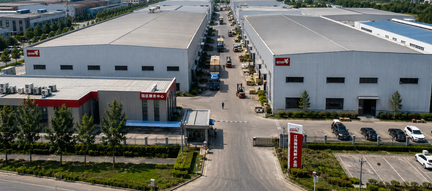 Aerial view of a ROCKVANTA manufacturing base and logistics entrance