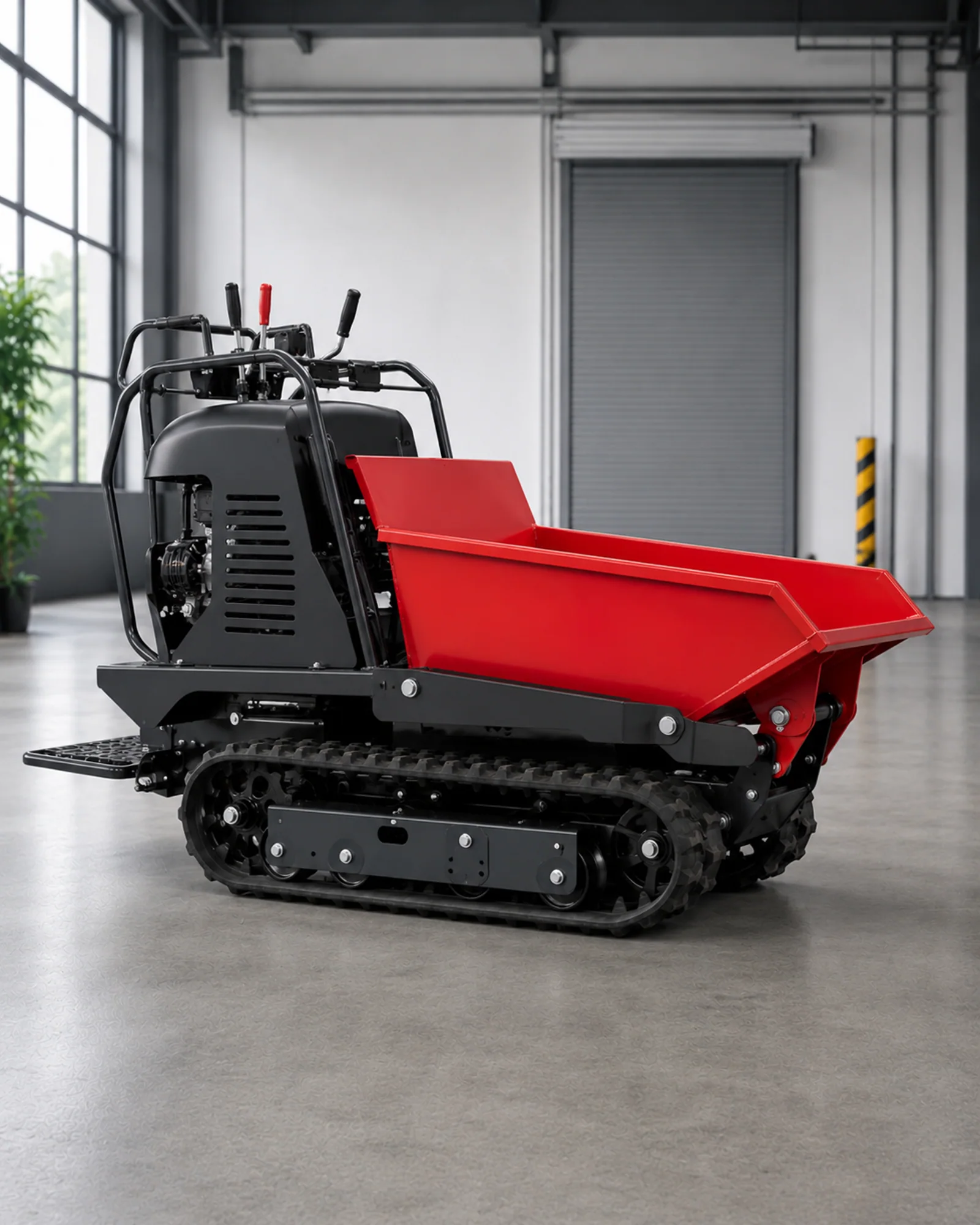 Red compact crawler dumper shown as a configuration reference