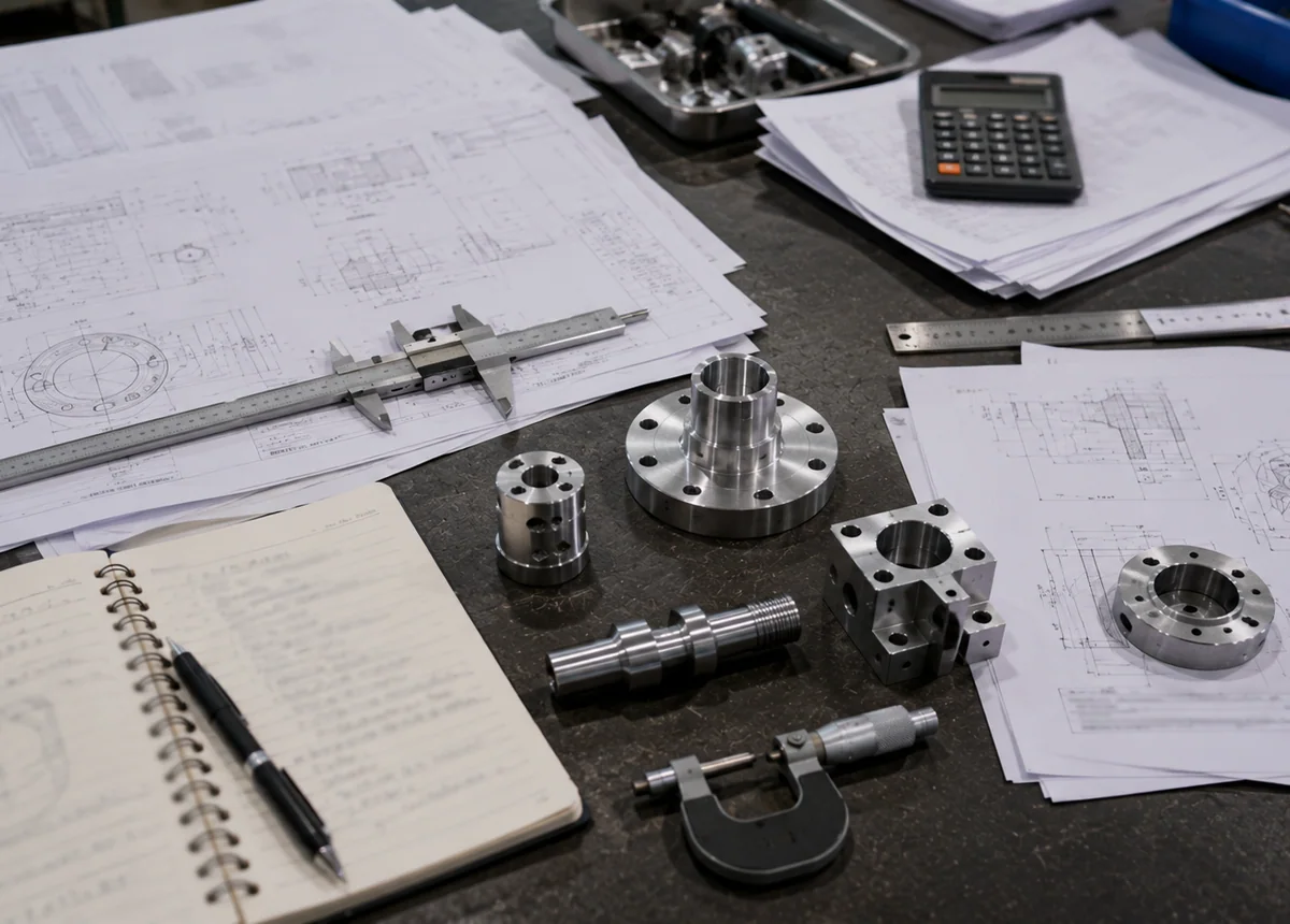Controlled drawings, samples and measuring tools prepared for interface review