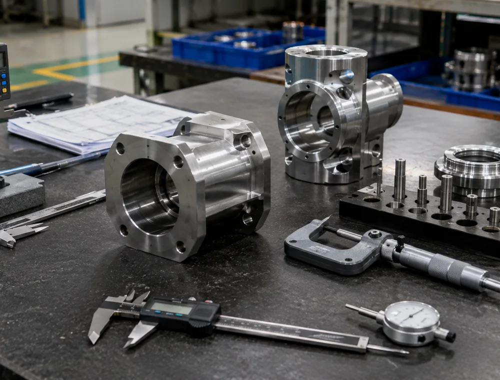 Industrial quality inspection area used to coordinate project-specific checks