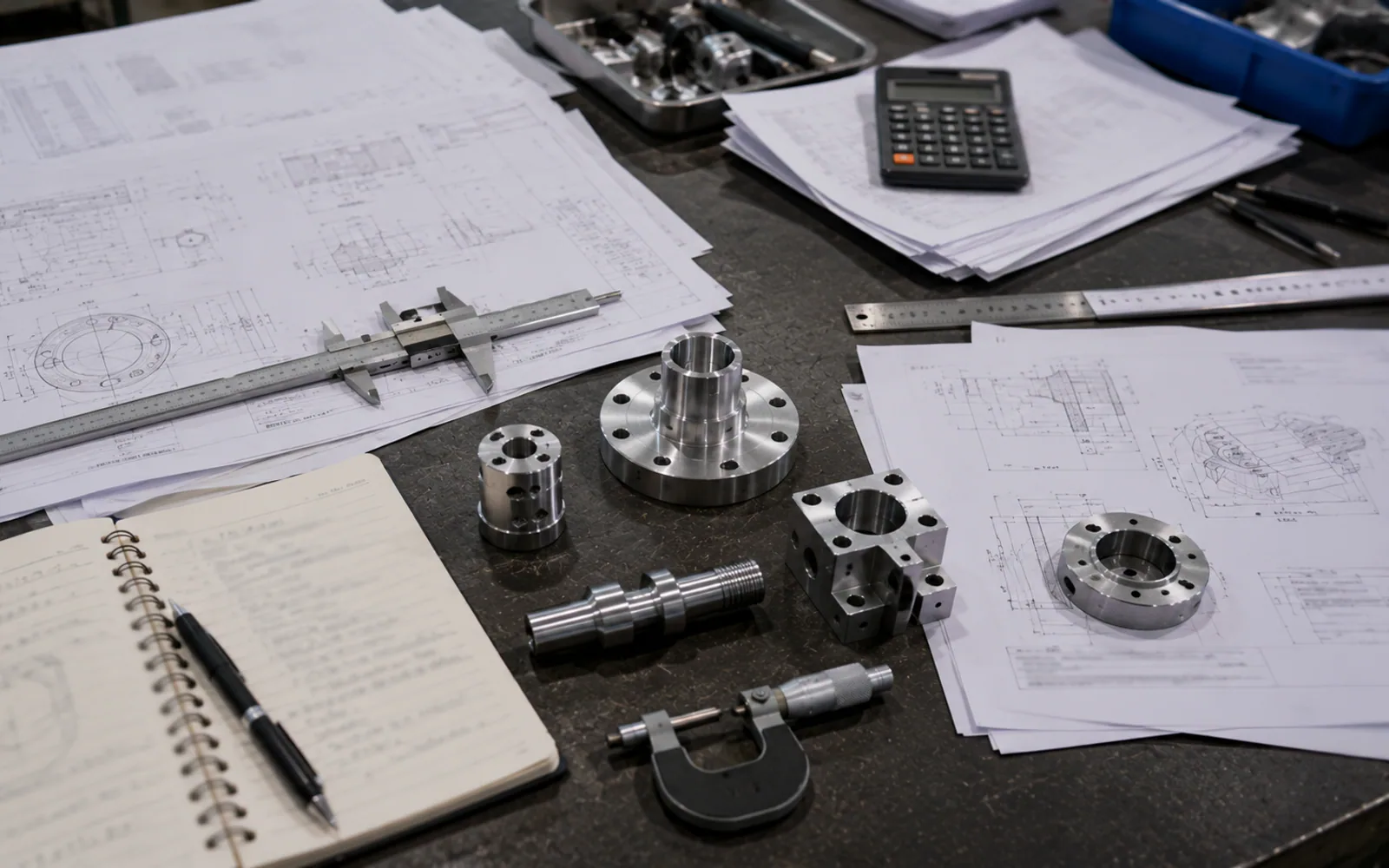 Controlled drawings, machined reference parts and measuring tools prepared for an RFQ review